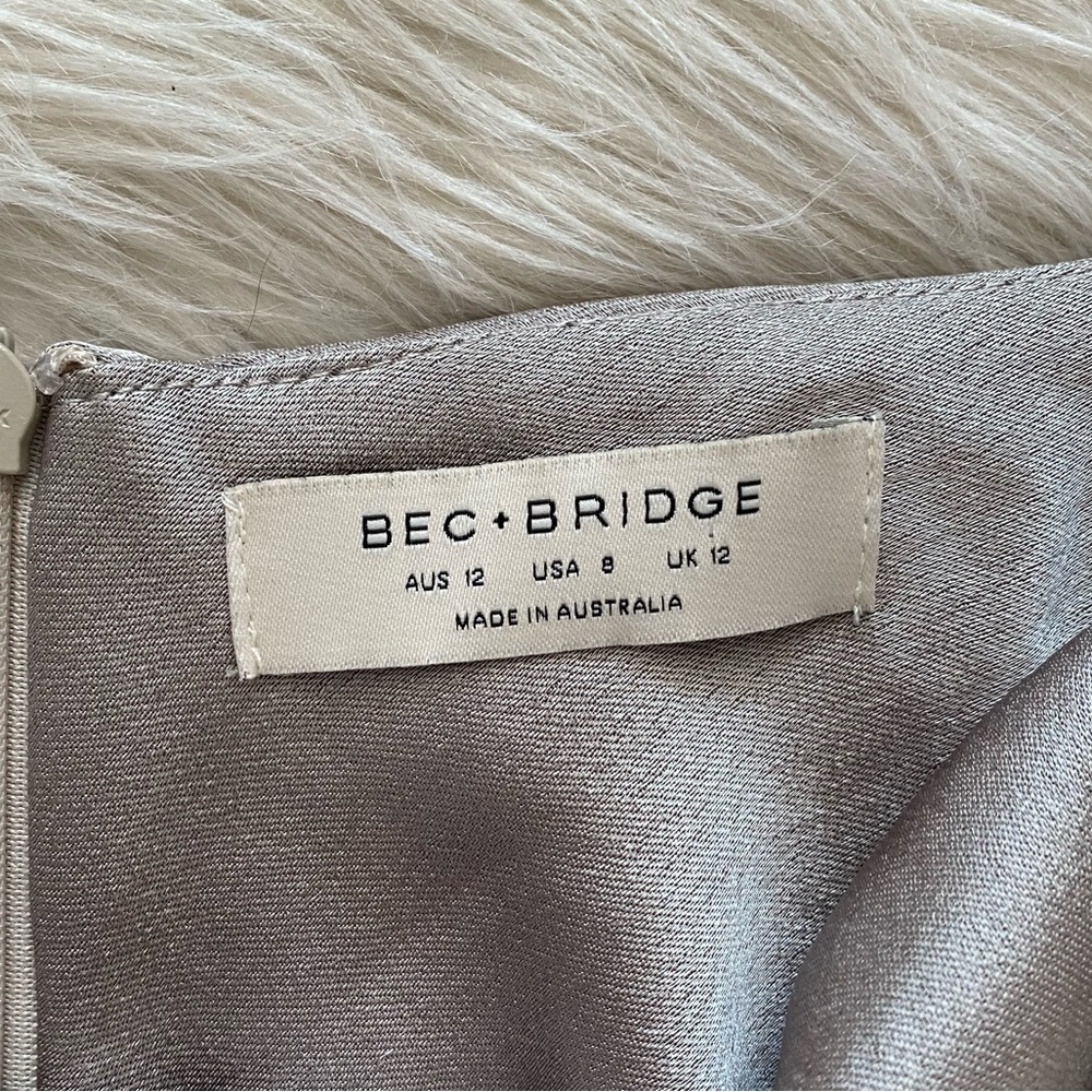 Bec + Bridge Stone Grey Satin Colorblock Felix V Cut Out Maxi Dress - Picture 11 of 14